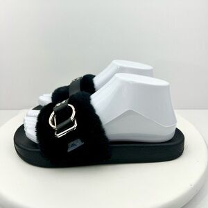 Urban Sport by J/Slides Women's Black Buckle Up Slides Size 6M Sandals Shoes